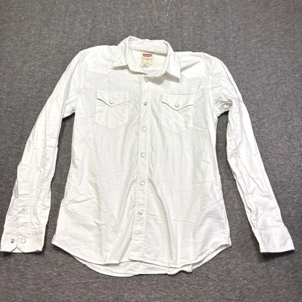 Levi's‎ Western Shirt Mens M White Pearl Snap Button Long Sleeve Cotton